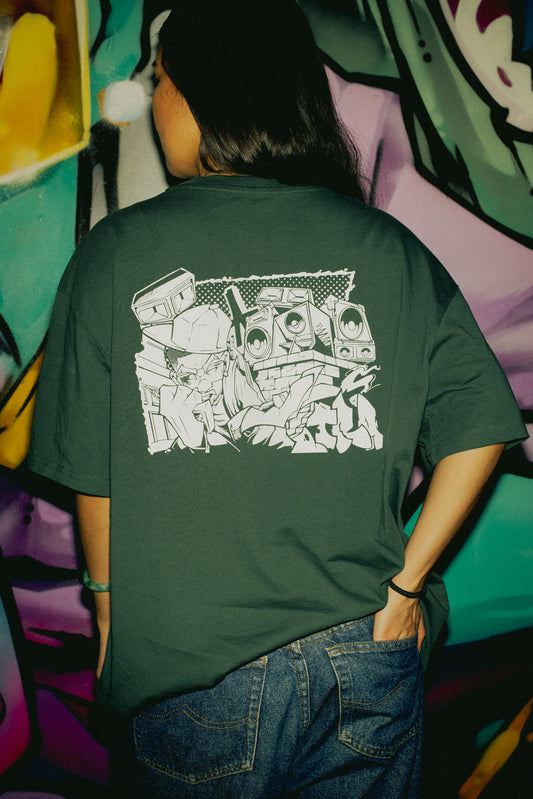 Tragí x JEBA T-Shirt: Colonial Pine Green